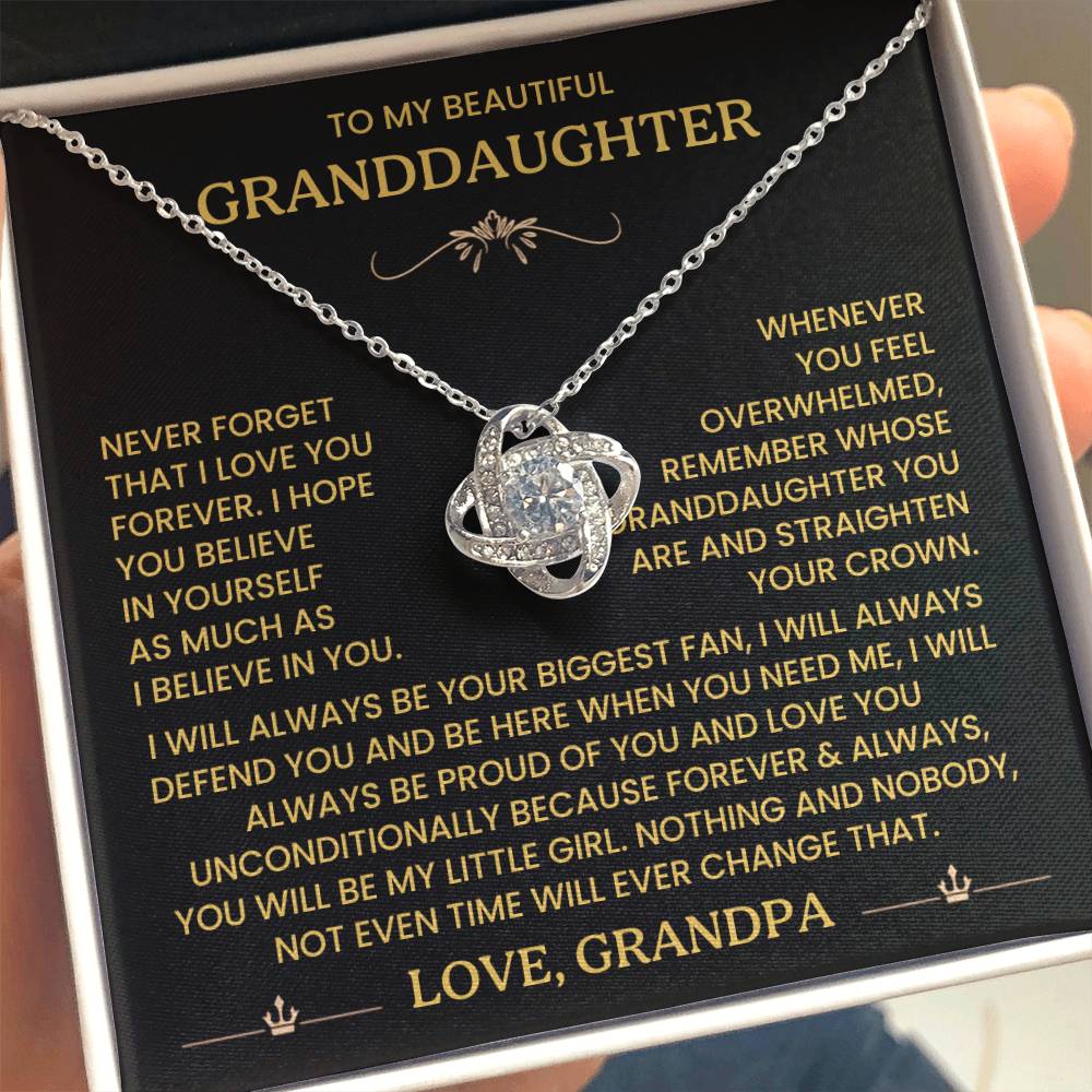 To My Granddaughter - Remember Whose Granddaughter You Are - Love Knot Necklace