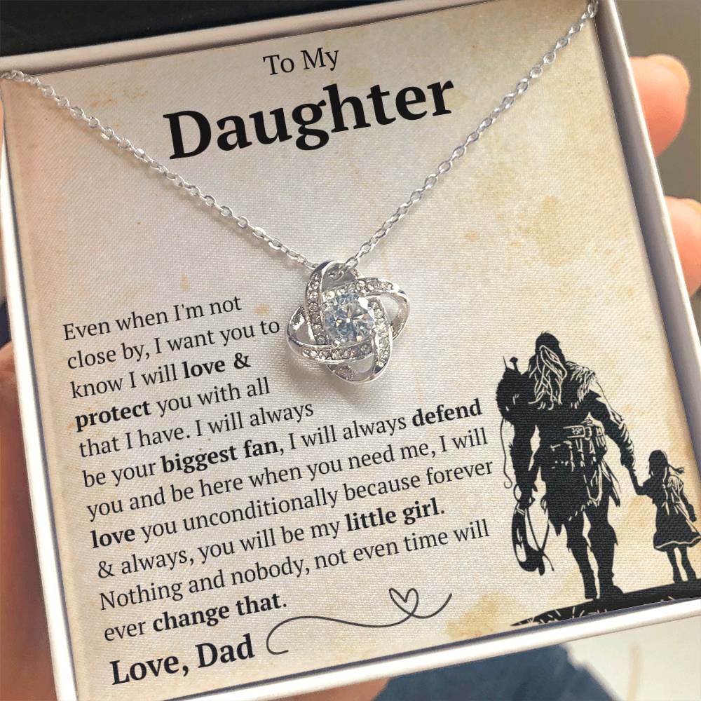 To My Daughter - I Will Love & Protect You With All That I Have - Love Knot Necklace