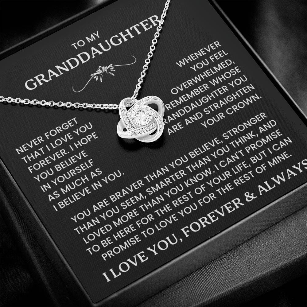 To My Granddaughter - Never Forget That I Love You - Love Knot Necklace