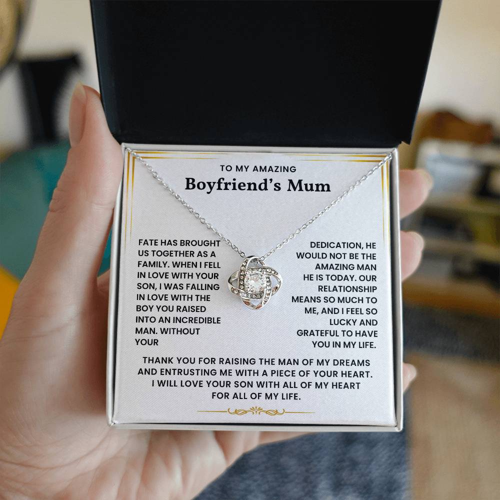 To My Boyfriend's Mum-Loveknot Necklace- I Feel So Lucky