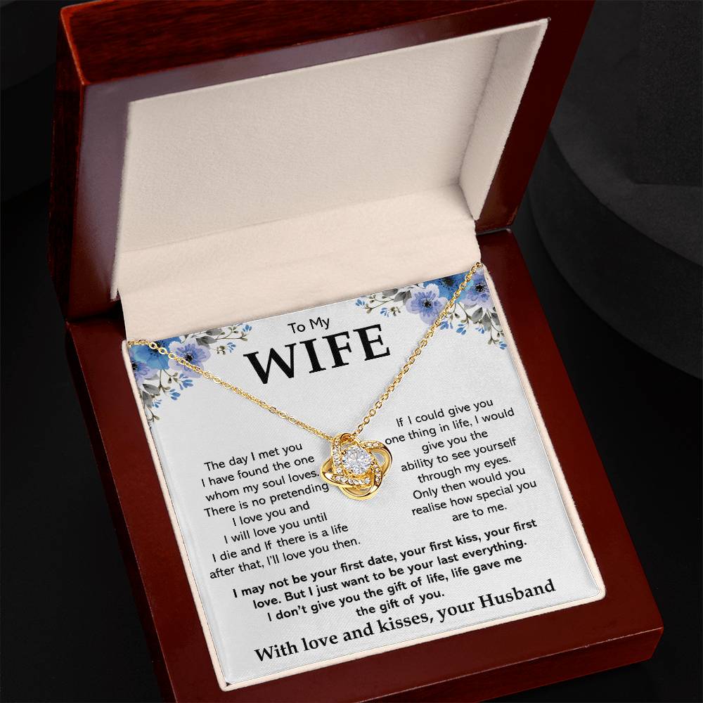 To My Wife Necklace-Loveknot Necklace Silver Plated