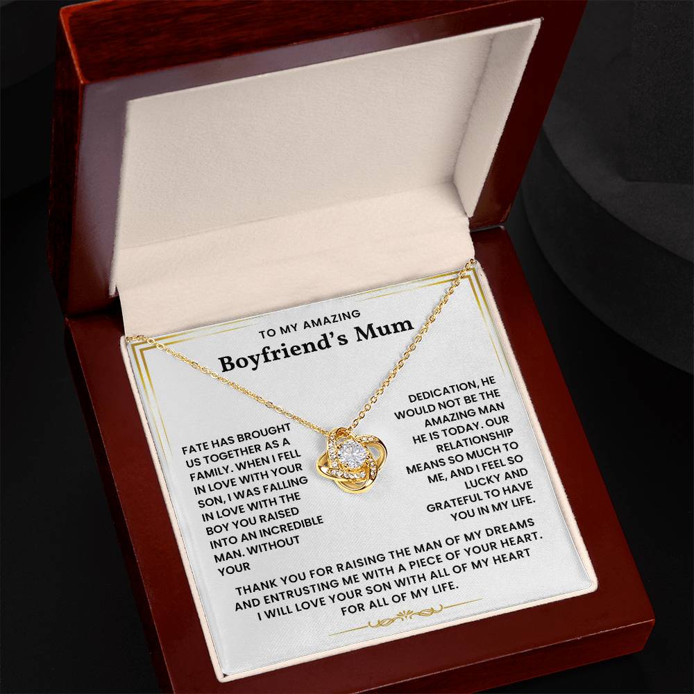 To My Boyfriend's Mum-Loveknot Necklace- I Feel So Lucky