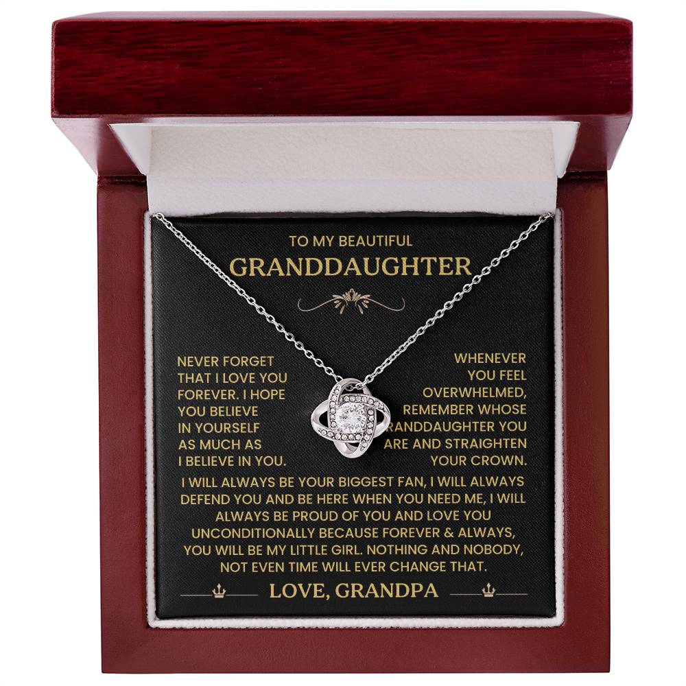 To My Granddaughter - Remember Whose Granddaughter You Are - Love Knot Necklace