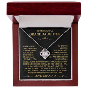To My Granddaughter - Remember Whose Granddaughter You Are - Love Knot Necklace
