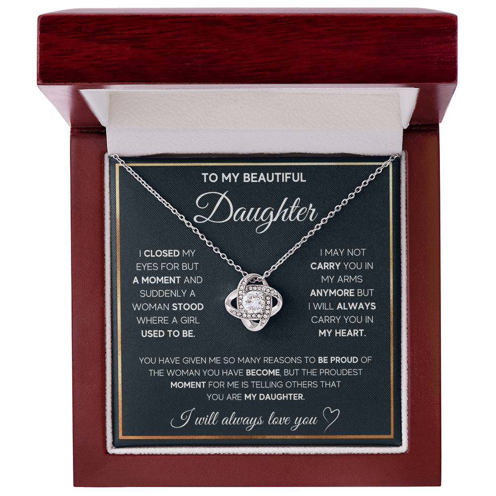 To My Beautiful Daughter-Loveknot Necklace- You Are My Daughter