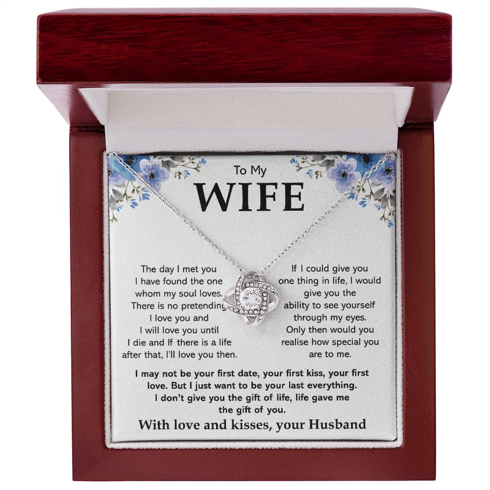 To My Wife Necklace-Loveknot Necklace Silver Plated