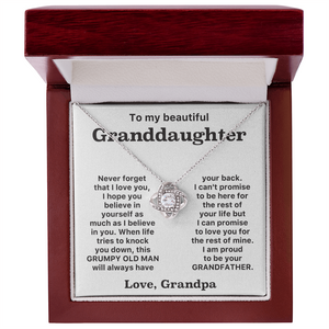 To my granddaughter- Loveknot necklace -Gift From Grandpa