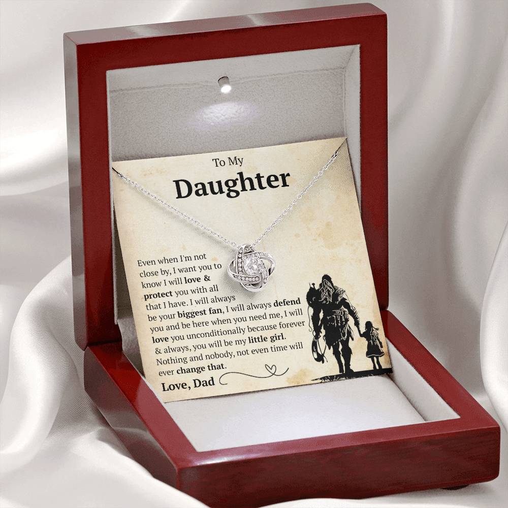 To My Daughter - I Will Love & Protect You With All That I Have - Love Knot Necklace