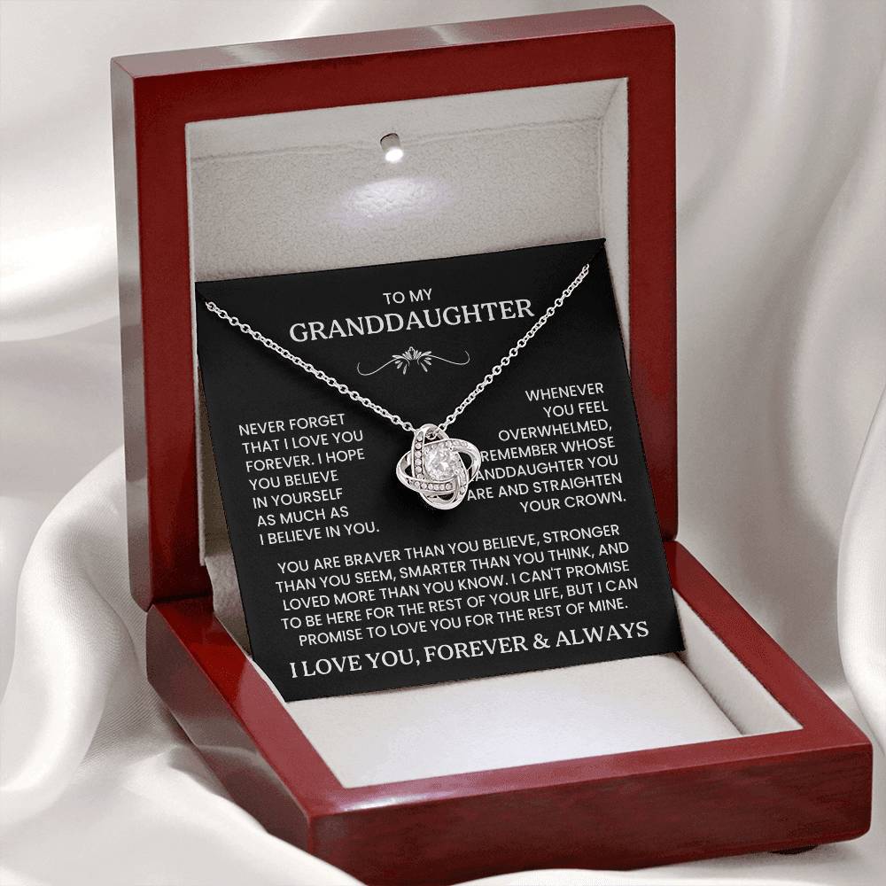 To My Granddaughter - Never Forget That I Love You - Love Knot Necklace