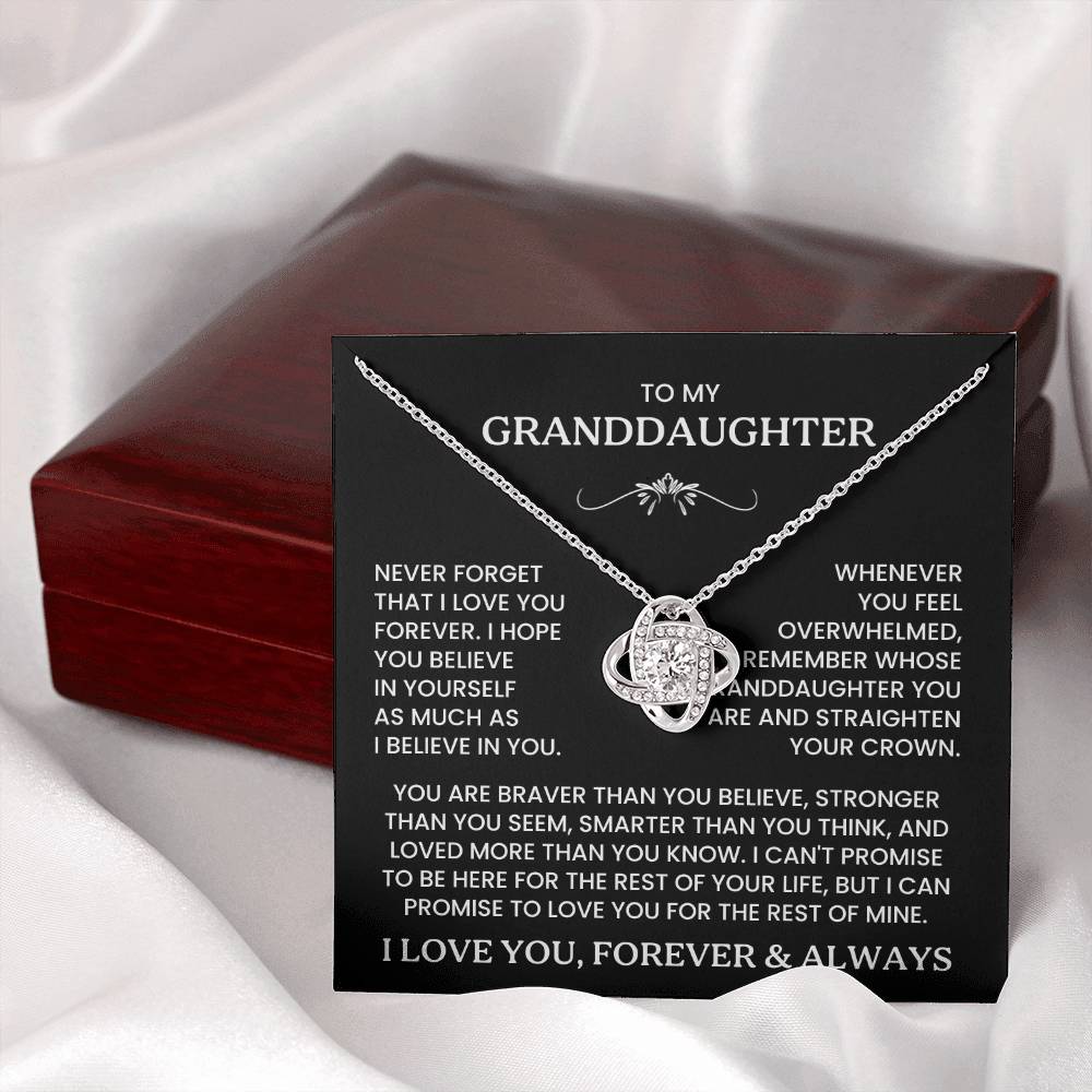 To My Granddaughter - Never Forget That I Love You - Love Knot Necklace