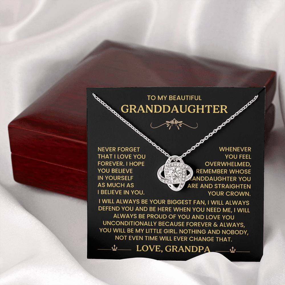 To My Granddaughter - Remember Whose Granddaughter You Are - Love Knot Necklace