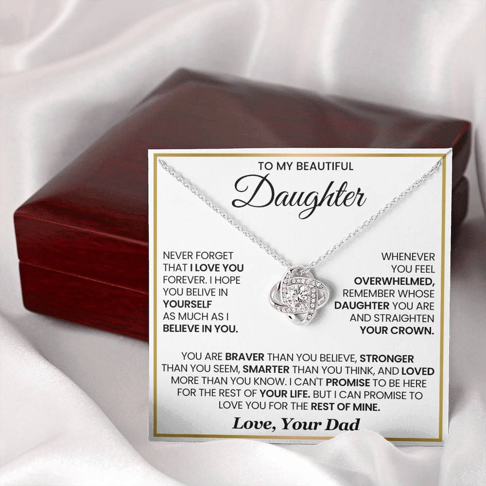 To My Beautiful Daughter-Loveknot Necklace- I Hope You Believe