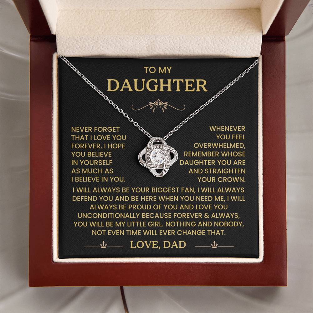 To My Daughter - Never Forget That I Love You - Love Knot Necklace