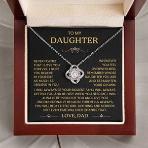 To My Daughter - Never Forget That I Love You - Love Knot Necklace