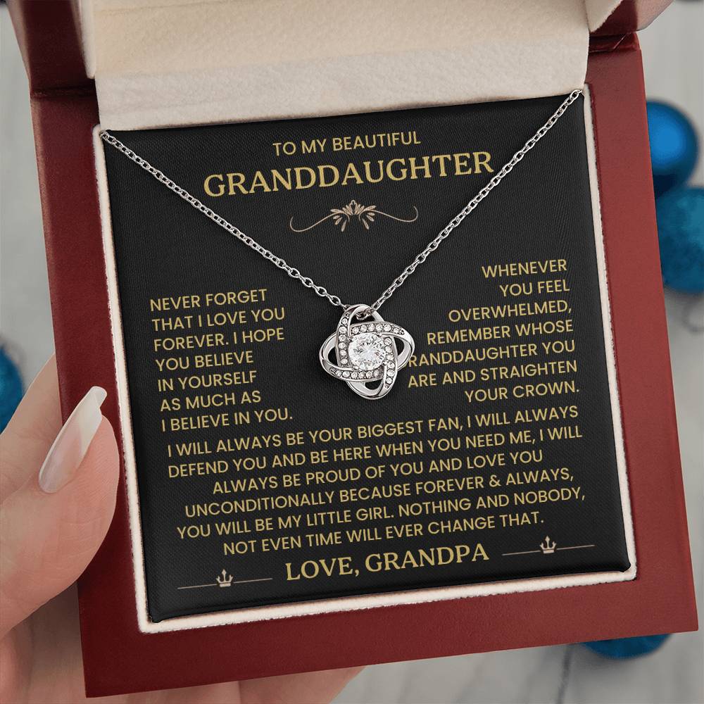 To My Granddaughter - Remember Whose Granddaughter You Are - Love Knot Necklace