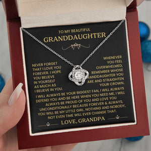 To My Granddaughter - Remember Whose Granddaughter You Are - Love Knot Necklace