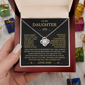 To My Daughter - Never Forget That I Love You - Love Knot Necklace