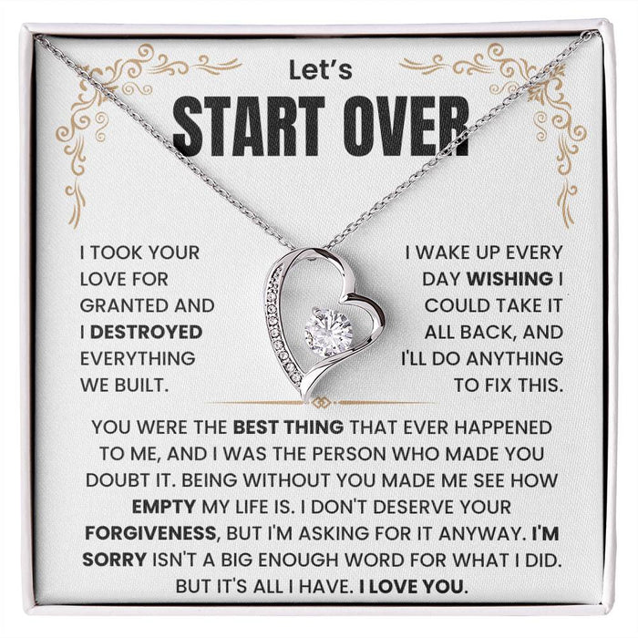 Let's Start Over Forever Love Necklace For Her- Meaningful Sorry Gift for Her