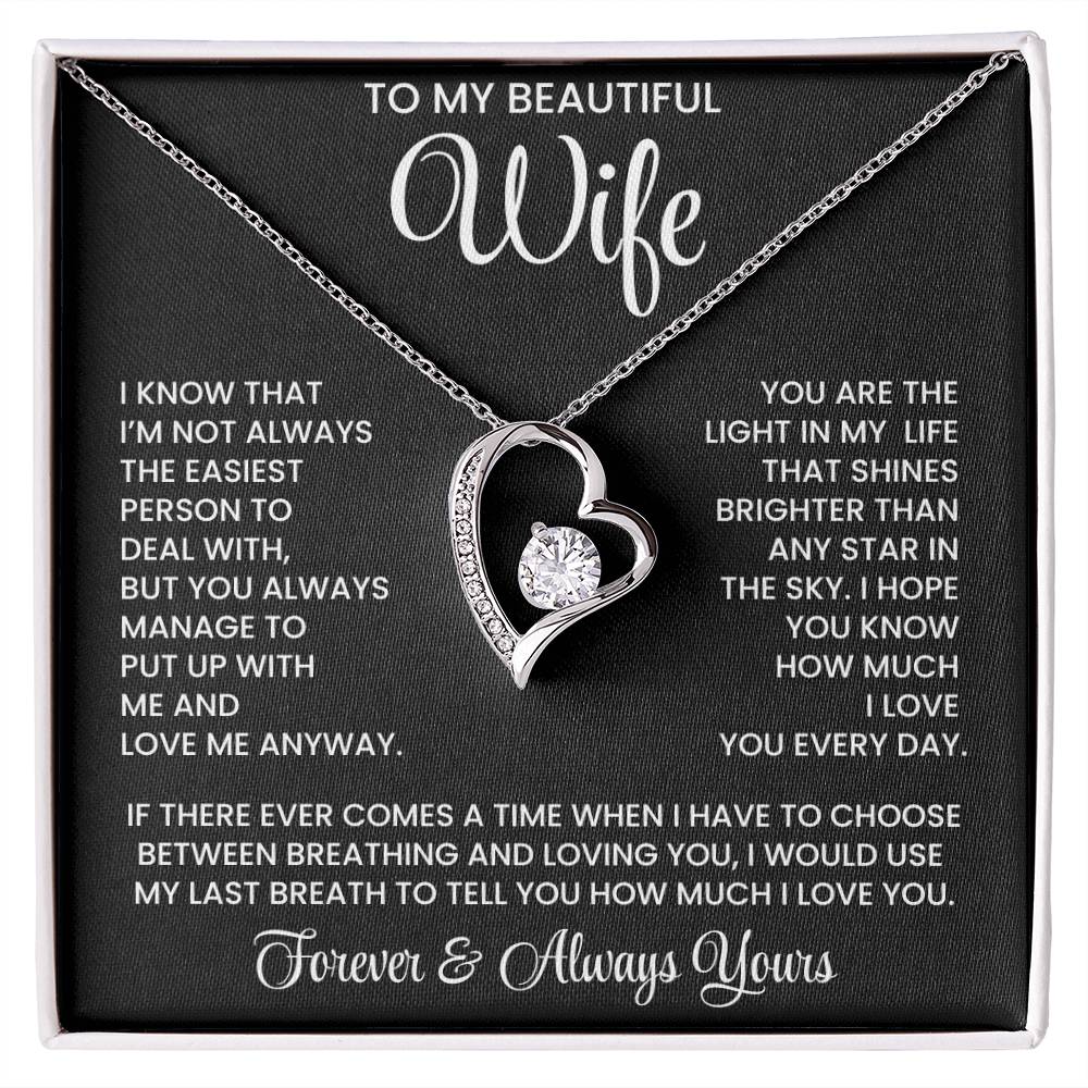 To My  Beautiful Wife – Heart Pendant Necklace Gift Box | Perfect for Her