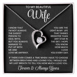 To My  Beautiful Wife – Heart Pendant Necklace Gift Box | Perfect for Her