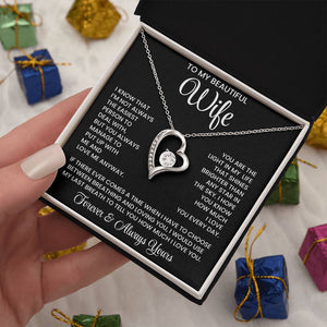 To My  Beautiful Wife – Heart Pendant Necklace Gift Box | Perfect for Her