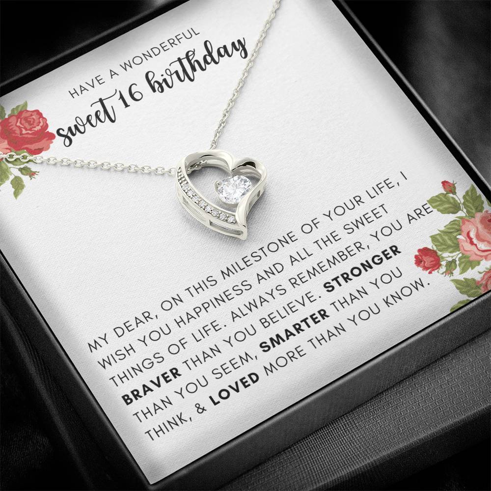 Sweet 16 Birthday Gift for Her - Necklace with Box