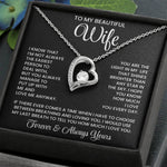 To My  Beautiful Wife – Heart Pendant Necklace Gift Box | Perfect for Her
