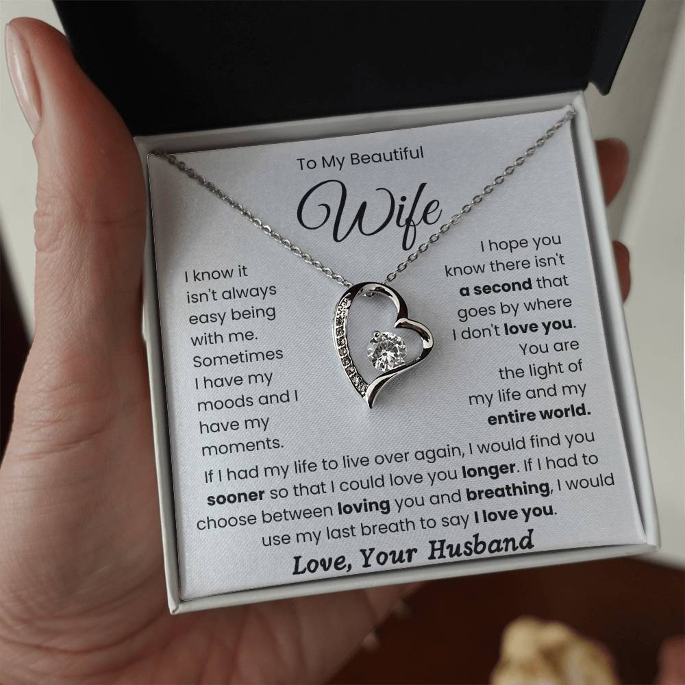 To My Beautiful Wife-Forever Love Necklace- My Life And My Entire World