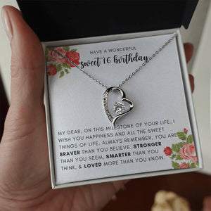 Sweet 16 Birthday Gift for Her - Necklace with Box