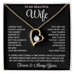 To My  Beautiful Wife – Heart Pendant Necklace Gift Box | Perfect for Her