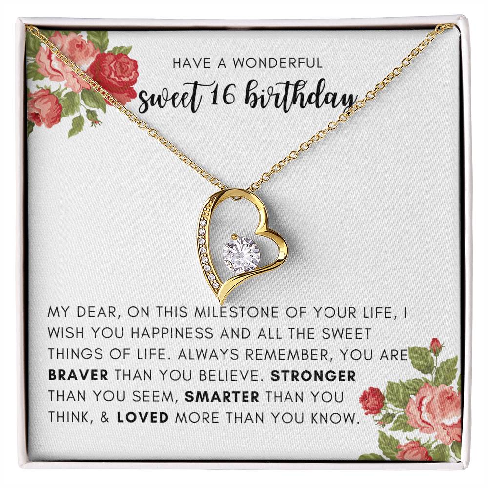 Sweet 16 Birthday Gift for Her - Necklace with Box