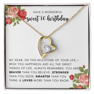 Sweet 16 Birthday Gift for Her - Necklace with Box