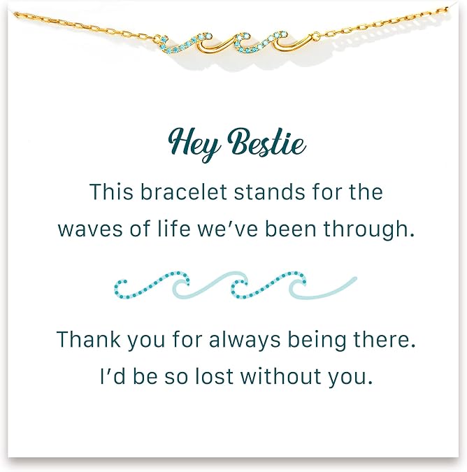 Wave Bracelet For Friend-Stainless Steel 14k Gold Plated