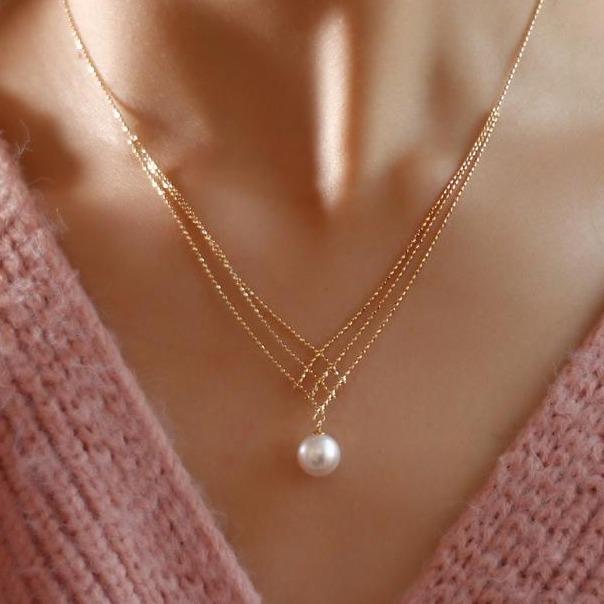 Elegant Natural Water Pearl Necklace-14k White Gold & 18k Gold Plated - luxoz