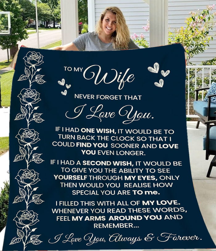 Romantic Fleece Blanket for Wife, Anniversary Gift, Cozy Throw, Love Quote Blanket, Gift for Her, Heartfelt Home Decor