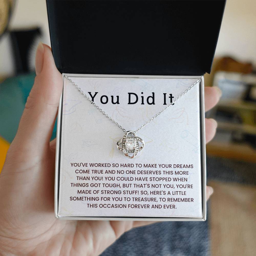 Graduation Necklace - Loveknot Necklace - You Did It - luxoz