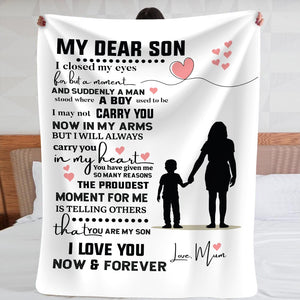 My Dear Son - Plush Fleece Blanket from Mum - I Will Always Carry You In My Heart - luxoz