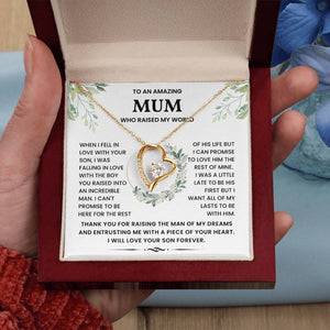 To An Amazing Mum Who Raised My World - Gift for BF Mum and MIL - Boyfriend Mum Necklace - luxoz