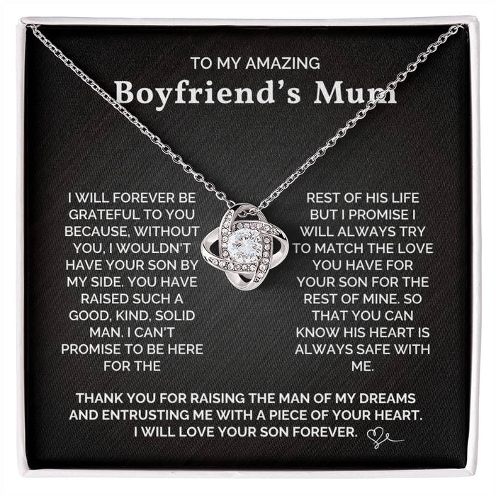 To My Amazing Boyfriend's Mum-Loveknot Necklace- I Will Love Your Son