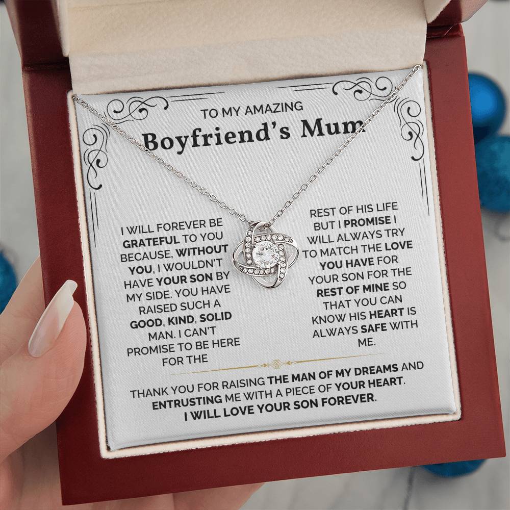 To My Amazing Boyfriend's Mum - Loveknot Necklace - I Will Love Your Son Forever - luxoz