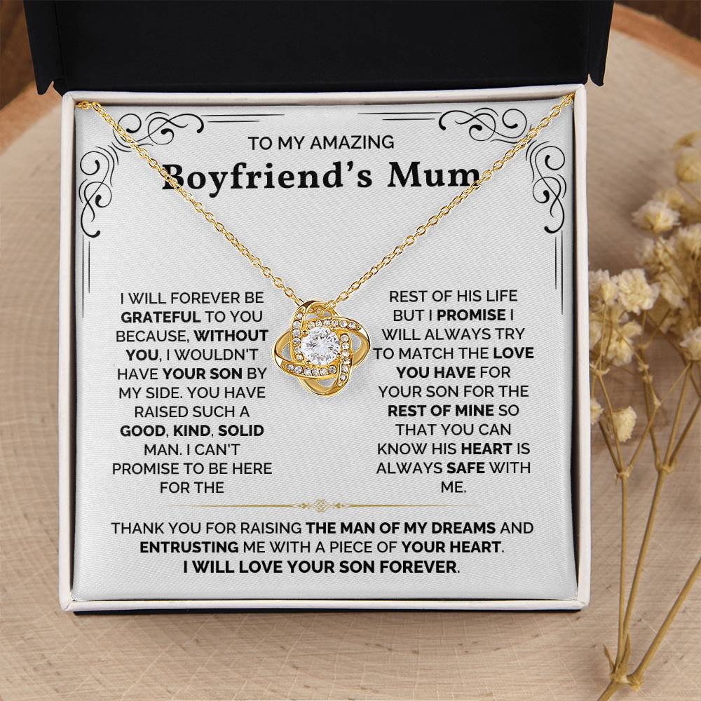 To My Amazing Boyfriend's Mum - Loveknot Necklace - I Will Love Your Son Forever - luxoz