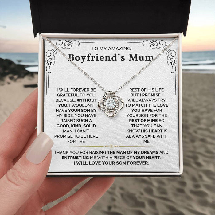 To My Amazing Boyfriend's Mum-Loveknot Necklace- I Will Love Your Son Forever