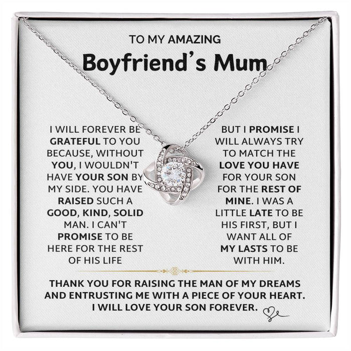 To My Amazing Boyfriend's Mum-Loveknot Necklace-Thank You