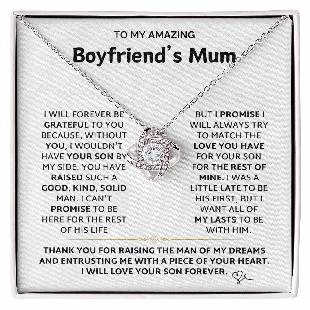 To My Amazing Boyfriend's Mum - Loveknot Necklace - Thank You - luxoz