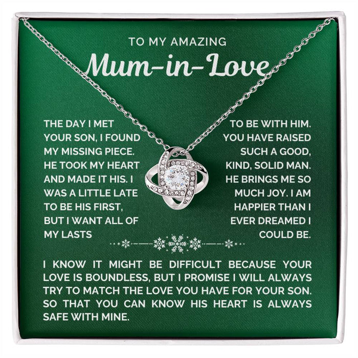 To My Amazing Mum-in-Love Necklace - Gift for BF Mum and MIL - Love Knot Necklace
