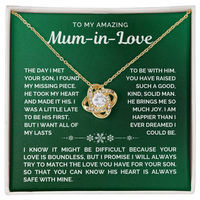 To My Amazing Mum-in-Love Necklace - Gift for BF Mum and MIL - Love Knot Necklace