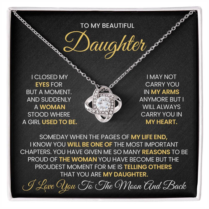 To My Beautiful Daughter-Loveknot Necklace-Someday When The Pages