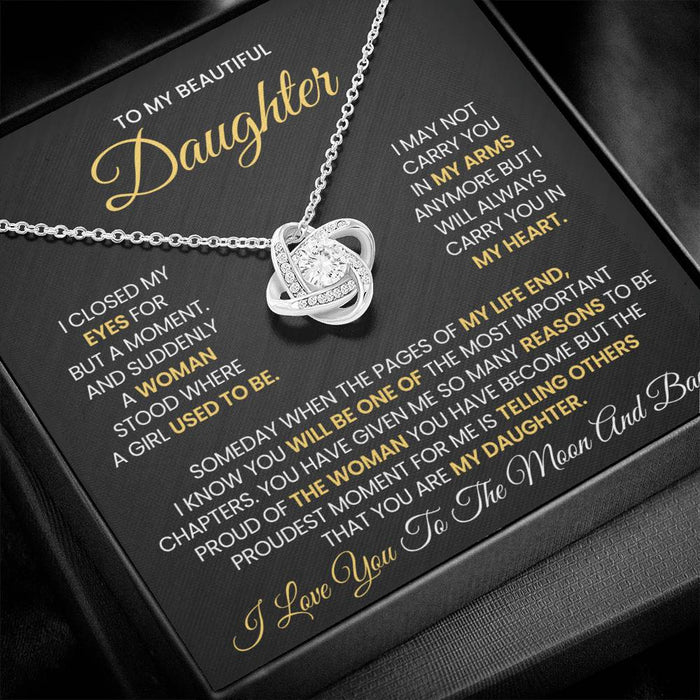 To My Beautiful Daughter-Loveknot Necklace-Someday When The Pages