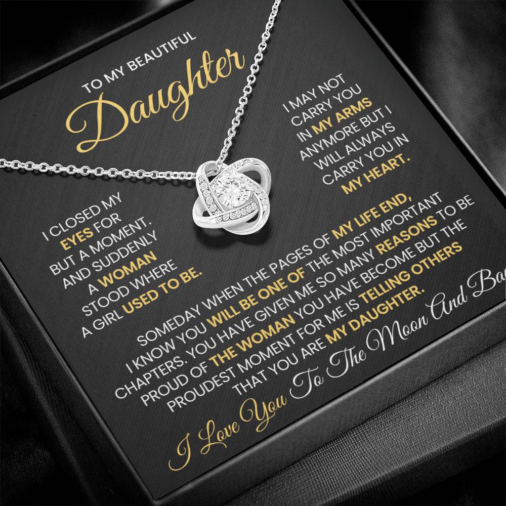 To My Beautiful Daughter - Loveknot Necklace - Someday When The Pages - luxoz