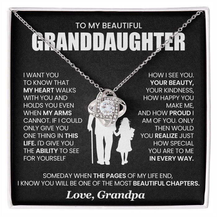 To My Beautiful Granddaughter- Loveknot Necklace- I Want You To Know That